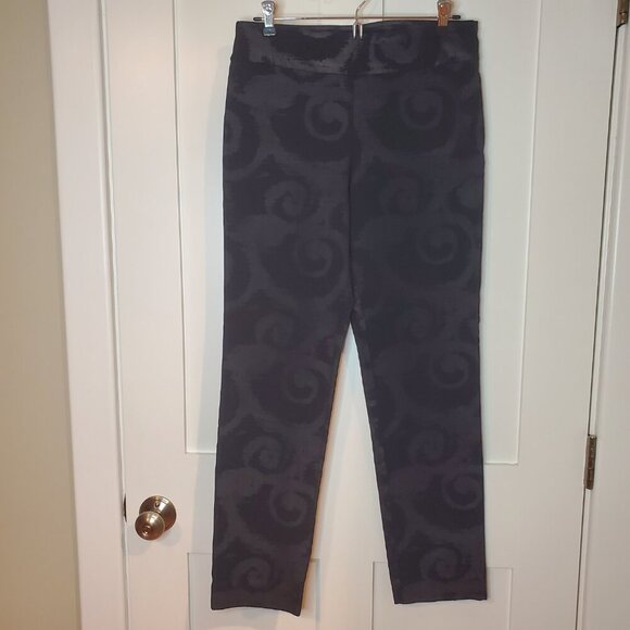 Krazy Larry SZ 8 Womens Pull-on Stretch Pants Leggings Black Swirl Textured USA - Picture 1 of 8